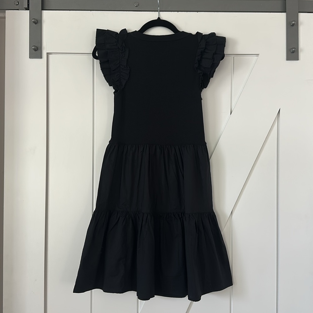 GAP Ruffle Sleeve Tiered Black Mini Dress - Picture 4 of 13